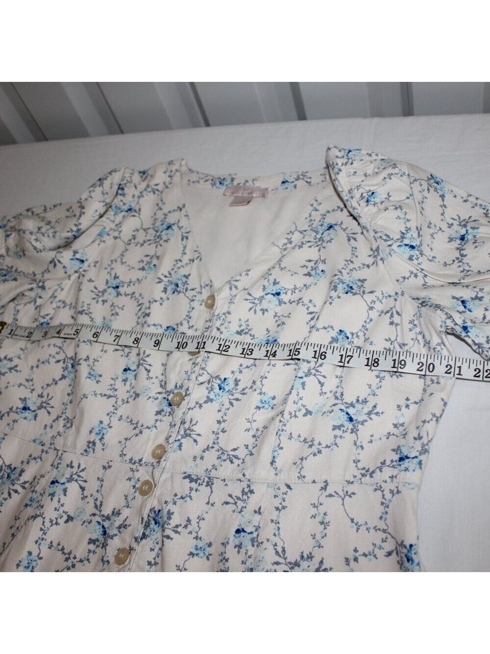Rachel Parcell Womens Flirty Easy Linen Blend Shirtdress Blue Floral Size XL EUC - Picture 8 of 9